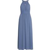 44 - Blå - Lange kjoler Vila Plisseret Halter Neck Maxikjole