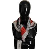 32 - Dame - Silke Halstørklæde & Sjal Costume National Gray Red Silk Shawl Foulard Wrap Scarf