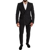 42 - Sort Jakkesæt Dolce & Gabbana Black Brocade Piece Set Polyester Suit IT48