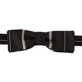 Dolce & Gabbana Tilbehør Dolce & Gabbana Black Grey Lining 100% Silk Neck Papillon Tie