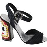 12 - Sort Højhælede sko Dolce & Gabbana Black Crystals LED LIGHTS Sandals Shoes EU36/US5.5