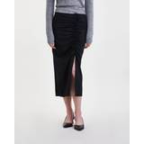 Ganni Polyester Nederdele Ganni Ruched Crepe Midi Skirt 40/UK Black