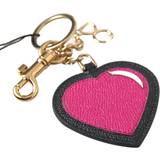Metal Nøgleringe Dolce & Gabbana Black Fuchsia Heart Leather Gold Metal Keyring Keychain - No Color - ONESIZE