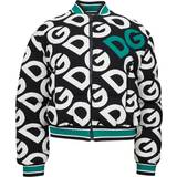 42 - One Size Overtøj Dolce & Gabbana Black and White Quilted Bomber Jacket with Logo IT42