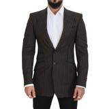 48 - Sort - Uld Overdele Dolce & Gabbana Black Brown Stripes Single Breasted Blazer IT48