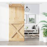 vidaXL Sliding Door with Hardware Set Wood Pine (x210cm)