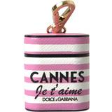Beige Høretelefoner Dolce & Gabbana Pink Læder Logo Print Airpods