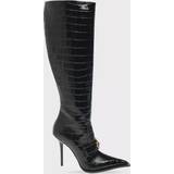 35 - Lak Støvler Versace Croc-effect patent leather knee-high boots black