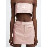 Mango Skind Nederdele Mango Metallic Leather Effect Mini Skirt Kvinde Korte Nederdele hos Magasin Pink