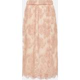 Blomstrede - Pink Nederdele Gucci Womens Fancy Rose Floral-pattern Scalloped-hem Lace Midi Skirt