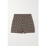 Valentino Herre Shorts Valentino Toile Iconographe leather-trimmed shorts brown