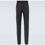 30 - 48 - Uld Bukser & Shorts Alexander McQueen Satin Trim Wool-grain De Poudre Trousers Mens Black