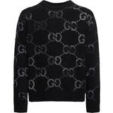 Gucci Sort Overdele Gucci Interlocking Gg Jacquard Wool Sweater Mens Black
