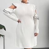 Halterneck - XL Kjoler Shein Plus Solid Color Stand Collar Bodycon Dress