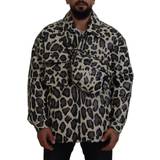 Dolce & Gabbana Leopard Overtøj Dolce & Gabbana Multicolor Leopard Parka Coat Chest Bag Jacket Piece IT50