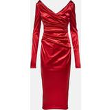 48 - Polyamid - Rød Kjoler Dolce & Gabbana Satin draped calf-length dress
