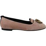 Dolce & Gabbana Guld Lave sko Dolce & Gabbana Pink Velvet Slip Ons Loafers Flats Shoes EU36.5/US6