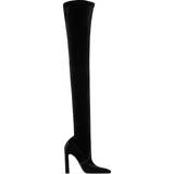 Stof Høje støvler Saint Laurent Auteuil velvet over-the-knee boots black