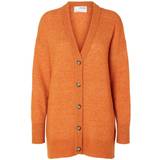 50 - Merinould Overdele Selected Lang Cardigan orange