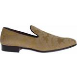 Dolce & Gabbana Guld Lave sko Dolce & Gabbana Yellow Gold Silk Baroque Loafers Shoes EU39/US6