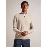 Ted Baker Brun Tøj Ted Baker Kurnle Half Zip Knit Jumper Beige