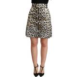 Dame - Guld Nederdele Dolce & Gabbana Silver Gold Leopard High Waist Mini Skirt IT36