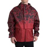 Dolce & Gabbana Leopard Overtøj Dolce & Gabbana Red Leopard Hooded Rain Coat Jacket IT50