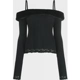 Blumarine Dame Overdele Blumarine Black Embroidered Sweater N0990 Nero