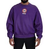 Dolce & Gabbana Lilla Tøj Dolce & Gabbana Purple Wash Logo Cotton Crewneck Sweatshirt Sweater IT48