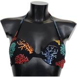 Dolce & Gabbana Dame Bikinitoppe Dolce & Gabbana Black Corals Print Women Beachwear Bikini Tops IT1