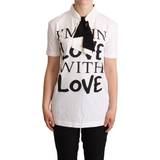 Dame - One Size T-shirts & Toppe Dolce & Gabbana White Cotton Silk Blend Ascot Collar T-shirt IT36