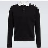 Valentino Polyamid Overdele Valentino Collared cotton jersey sweatshirt black