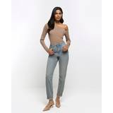 32 - Dame - Lang Bukser & Shorts River Island Womens Blue High Waisted Mom Jeans Blue 14S