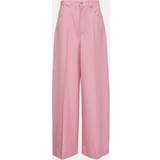 Gucci Dame Bukser & Shorts Gucci Pleated wool wide-leg pants pink