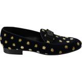 Blå - Herre Loafers Dolce & Gabbana Blue Velvet Crown Slippers Loafers Shoes EU39/US6