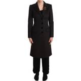 Cashmere - Dame Jakker Dolce & Gabbana Gray Wool Cashmere Coat Crest Applique Jacket IT36