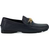 Blå - Læder Loafers Versace Navy Blue Calf Leather Loafers Shoes EU45/US12