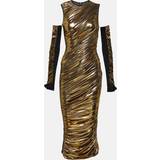48 - Dame - Guld Kjoler Dolce & Gabbana Foiled organzine calf-length dress with gloves
