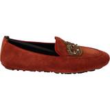 Dolce & Gabbana Loafers Dolce & Gabbana Orange Leather Crystal Crown Loafers Shoes EU40/US7