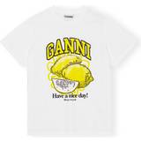 Dame - Hvid T-shirts & Toppe Ganni Relaxed Lemon T-shirt - White