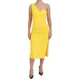 Elastan/Lycra/Spandex - Gul - XS Kjoler Dolce & Gabbana Yellow One Shoulder Side Slit Midi Dress IT38