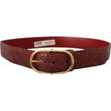 Rød - Viskose Tilbehør Dolce & Gabbana Red Exotic Leather Gold Oval Buckle Belt