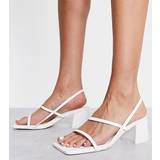Hvid - Snørebånd Højhælede sko Public Desire Wide Fit Just Realise strappy mid heel sandals in white pu4