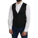 Dolce & Gabbana Lynlås Jakker Dolce & Gabbana Gray 100% Silk Formal Coat Vest IT46