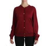 Rød - Silke Tøj Dolce & Gabbana Red Silk Long Sleeve Cardigan Sweater IT50