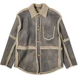 Grå - Ruskind Tøj Acne Studios Men's Larrie Shearling Shirt Taupe Grey Taupe Grey