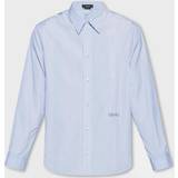 Versace S Overdele Versace Embroidered pinstriped cotton shirt blue