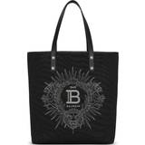 Herre - Skind Tote Bag & Shopper tasker Balmain Varsity embroidered-logo tote bag men Leather/Cotton One Size Black
