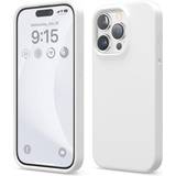 Elago Hvid Mobiletuier Elago Compatible with iPhone 15 Pro Case, Liquid Silicone Case, Full Body Protective Cover, Shockproof, Slim Phone Case, Anti-Scratch Soft Microfiber Lining, 6.1 inch White