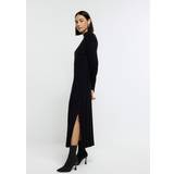 Lange kjoler - Nylon - Sort River Island Womens Black High Neck Jumper Maxi Dress Black